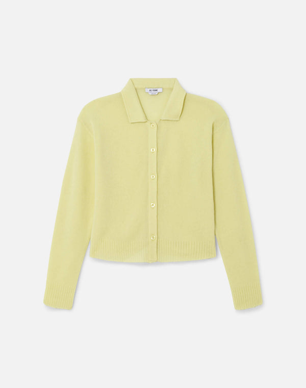re done The Loose Polo Cardigan Limeade