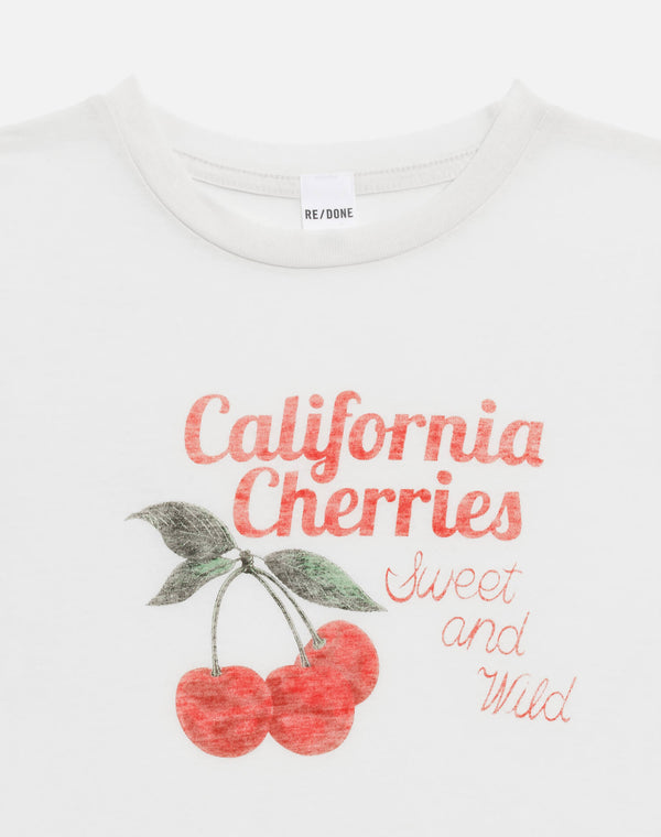Re Done Tiny "Cherries" Tee Vintage White