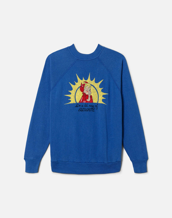 re done Upcycled "Ray of Sunshine" Sweatshirt Blue