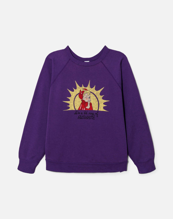 re done Upcycled "Ray of Sunshine" Sweatshirt Purple