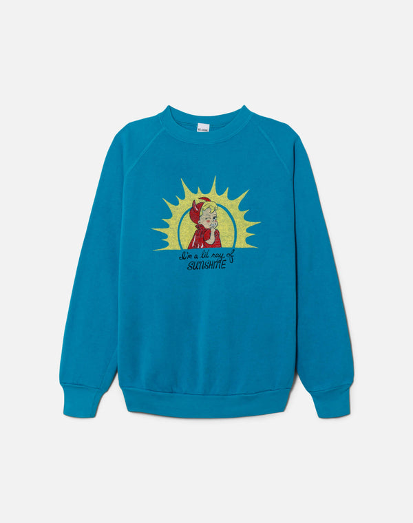 re done Upcycled "Ray of Sunshine" Sweatshirt Teal