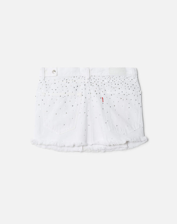 Re Done White Crystal Mid Rise Wrap Skirt White