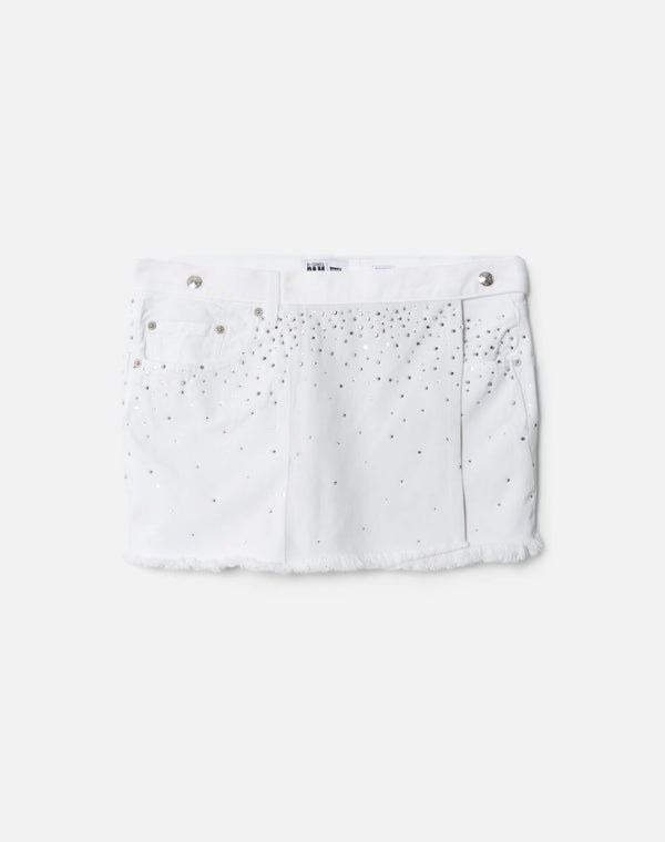 re done White Crystal Mid Rise Wrap Skirt White