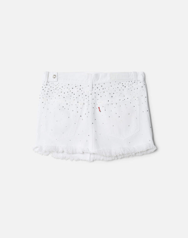 Re Done White Crystal Mid Rise Wrap Skirt White