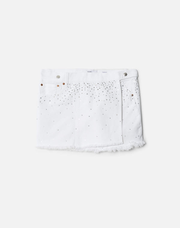 re done White Crystal Mid Rise Wrap Skirt White