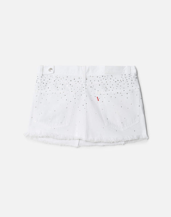 Re Done White Crystal Mid Rise Wrap Skirt White