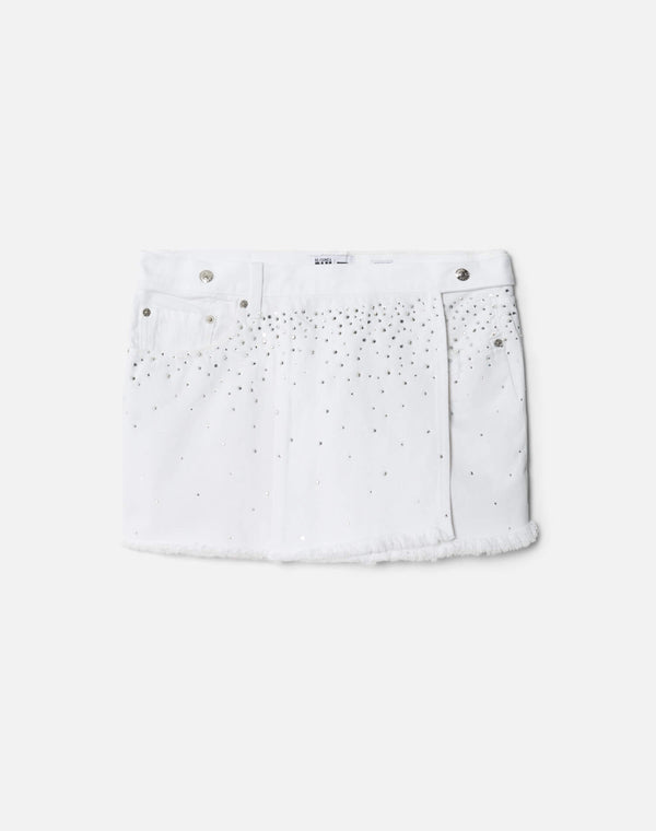re done White Crystal Mid Rise Wrap Skirt White