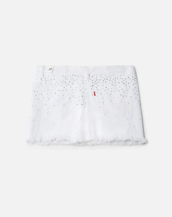Re Done White Crystal Mid Rise Wrap Skirt White