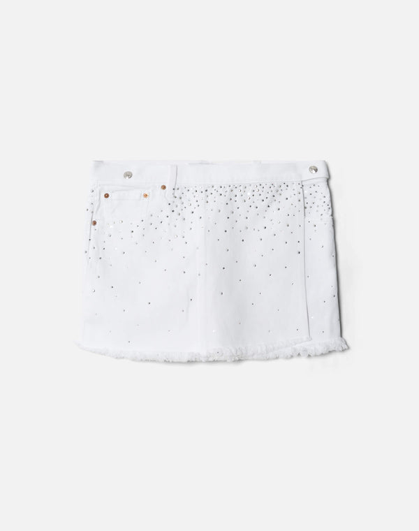 re done White Crystal Mid Rise Wrap Skirt White