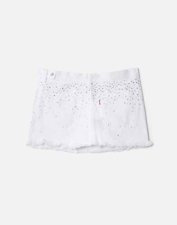 Re Done White Crystal Mid Rise Wrap Skirt White