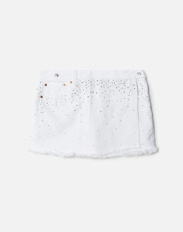 re done White Crystal Mid Rise Wrap Skirt White