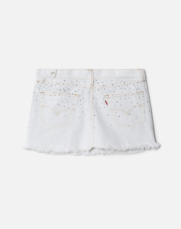 Re Done White Crystal Mid Rise Wrap Skirt White