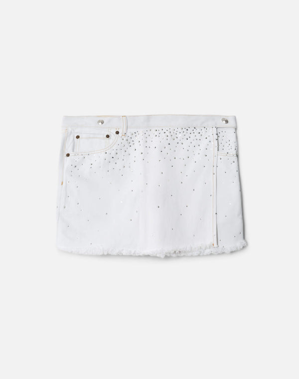 re done White Crystal Mid Rise Wrap Skirt White