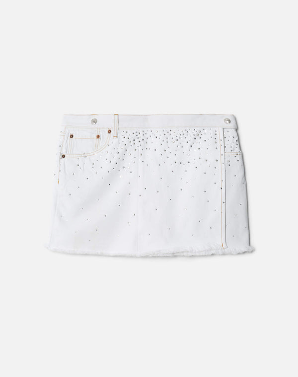 re done White Crystal Mid Rise Wrap Skirt White