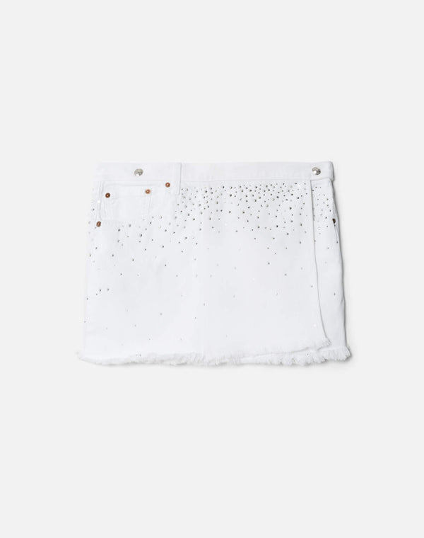 re done White Crystal Mid Rise Wrap Skirt White