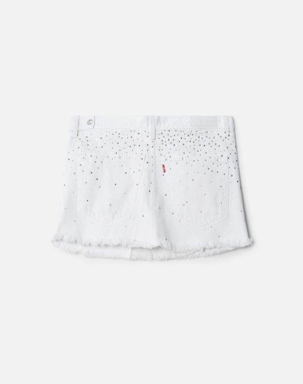 Re Done White Crystal Mid Rise Wrap Skirt White