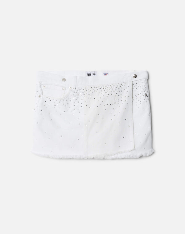 re done White Crystal Mid Rise Wrap Skirt White