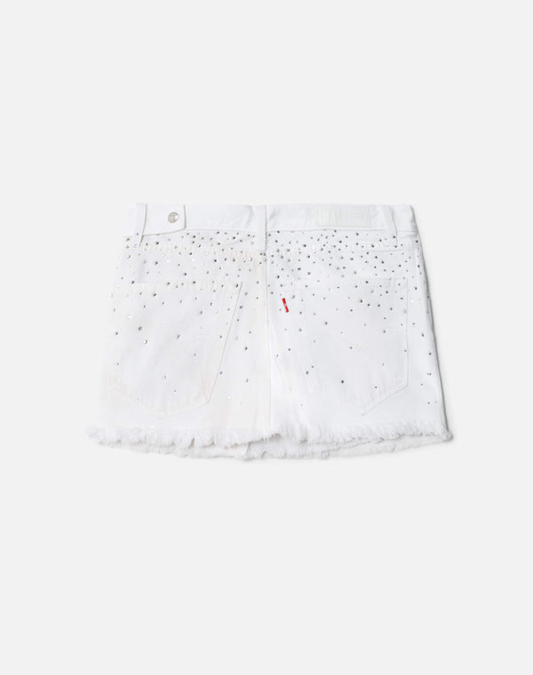 Re Done White Crystal Mid Rise Wrap Skirt White