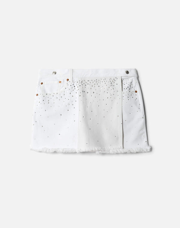 re done White Crystal Mid Rise Wrap Skirt White