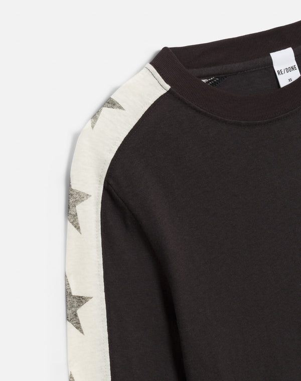 Re Done Star Contrast Long Sleeve Jersey Washed Black