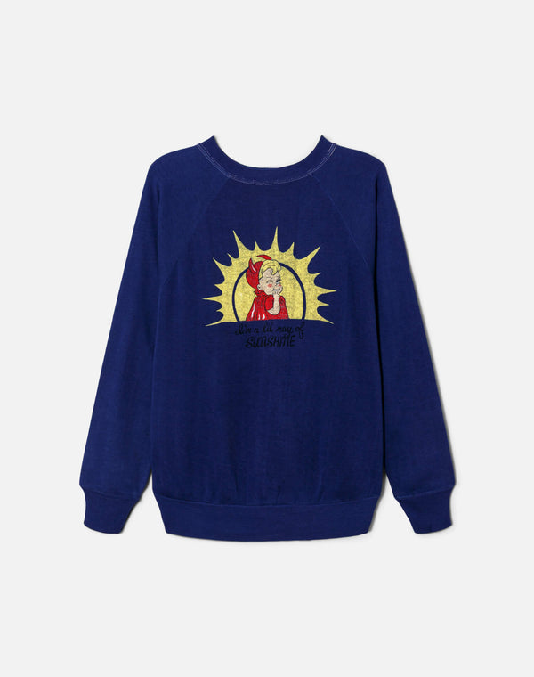re done Upcycled "Ray of Sunshine" Sweatshirt Dark Blue