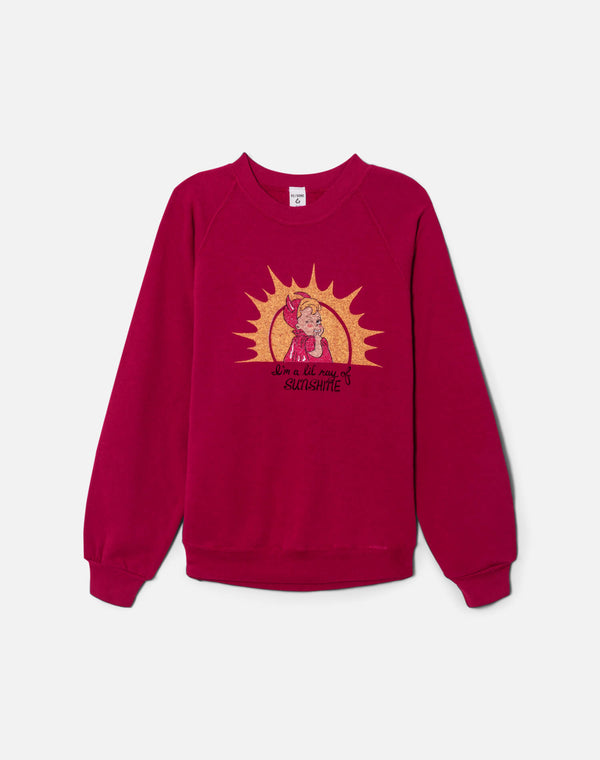 re done Upcycled "Ray of Sunshine" Sweatshirt Magenta