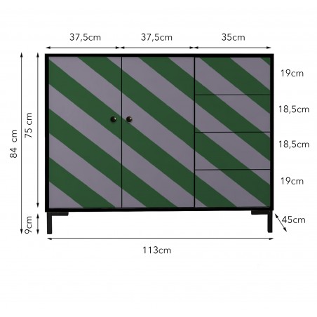 Really Nice Things Comoda Wilma Diagonal Mood Green