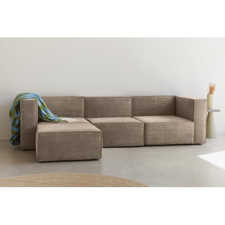 really nice things Harper 3 Seater Sofa Chaiselongue Brown