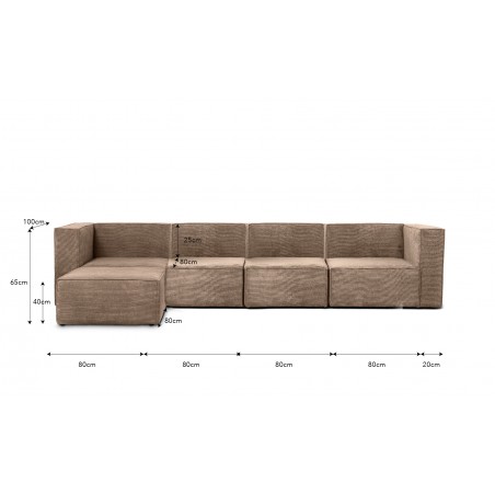 Really Nice Things Harper Sofa 4 Seater Chaiselongue Brown