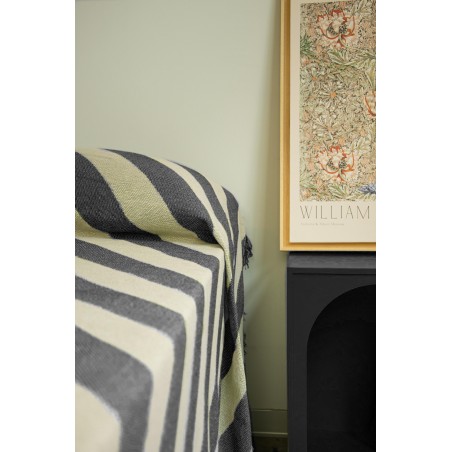 Really Nice Things Jacquard Bedding Throw 240X240 (Black Lines)