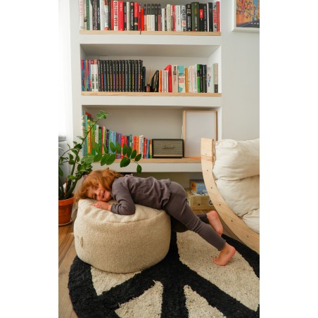 Really Nice Things Kids Round Pouf With Handle Cream