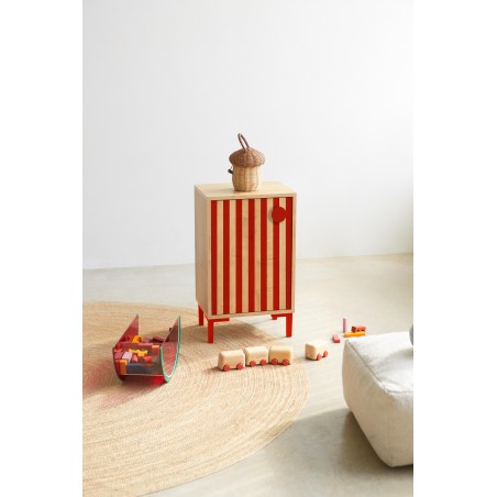 Really Nice Things Mesita William Kids Roble Red Stripes