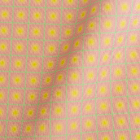 Really Nice Things Outdoor Fabric Lunar Grid Pink Yellow