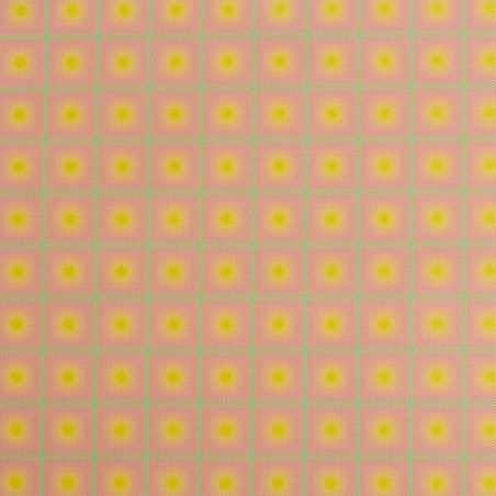 really nice things Outdoor Fabric Lunar Grid Pink Yellow