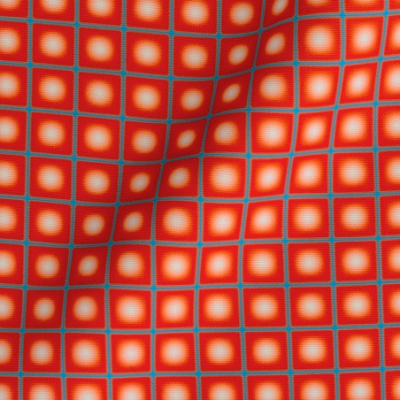 Really Nice Things Outdoor Fabric Lunar Grid Red Blue