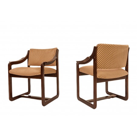 really nice things Pair of 70's Milk and Coffe Damero chairs