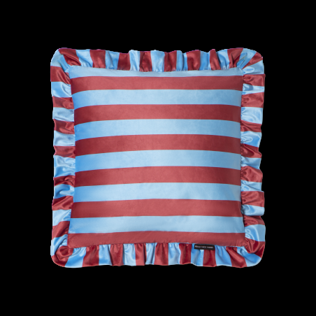 really nice things Ruffle velvet cushion Blue-Wine