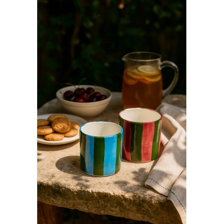Really Nice Things Set Mugs Stripes Wine