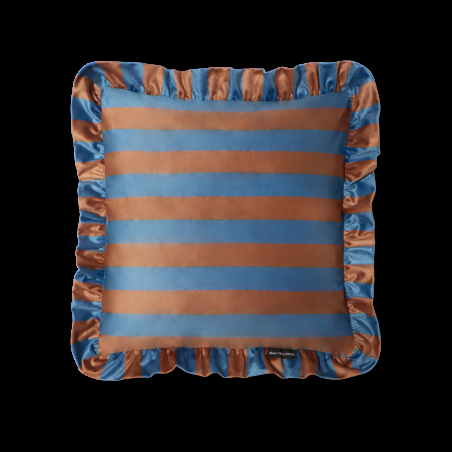 really nice things Ruffle Velvet Blue Cushion - brown
