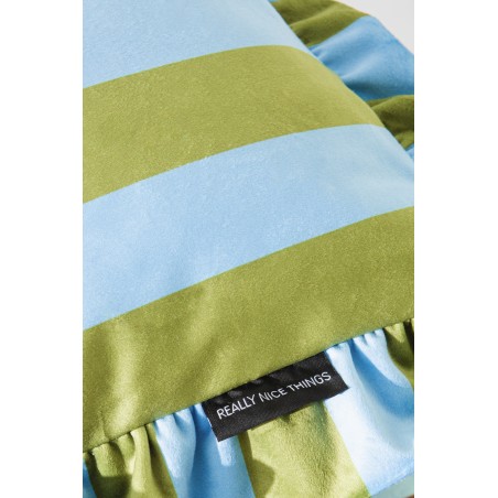 Really Nice Things Ruffle Velvet Green -Blue Cushion