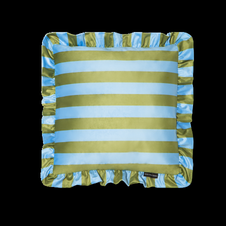 really nice things Ruffle Velvet Green -Blue Cushion