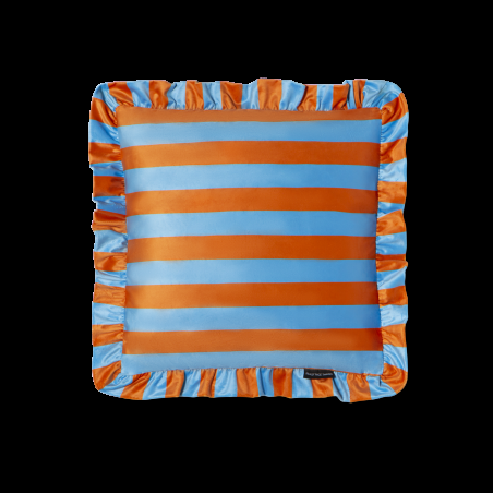 really nice things Ruffle Velvet Orange Cushion - Blue