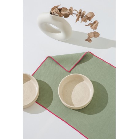 Really Nice Things Set Of 2 Contrast Edge Acqua Table Runners