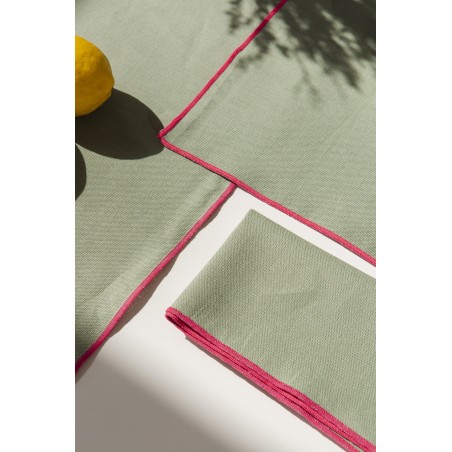 Really Nice Things Set Of 4 Contrast Edge Acqua Napkins