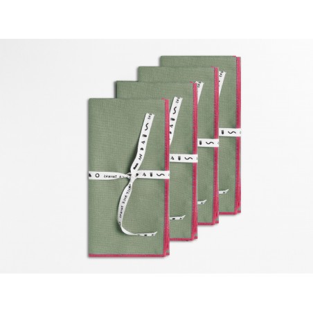 Really Nice Things Set Of 4 Contrast Edge Acqua Napkins