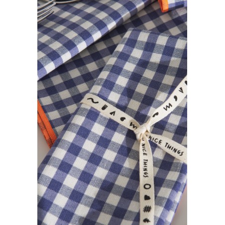 Really Nice Things Set Of 4 Contrast Vichy Navy Napkins