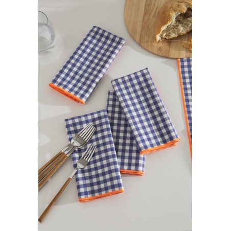 really nice things Set of 4 Contrast Vichy Navy Napkins