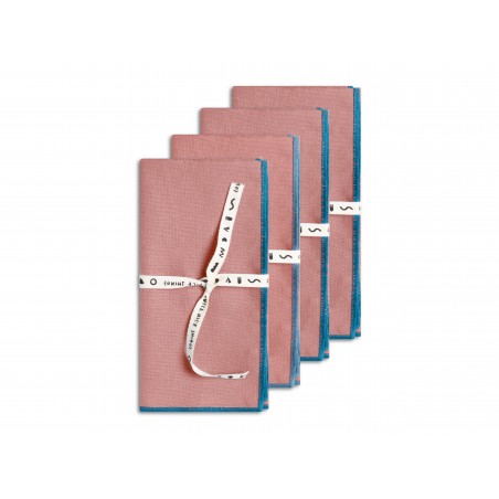 Really Nice Things Set Of 4 Napkins Contrast Edge Pink