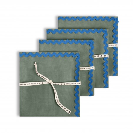 Really Nice Things Set Of 4 Wavy Aquamarine Napkins