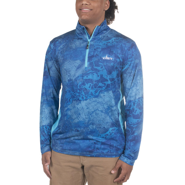 Realtree Habit Men's Black Fork Mountain Trail 1/4 Zip Performance Layer Fishing Top | Realtree WAV3
